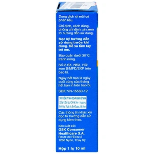 Thuốc Otrivin 0.05% xịt mũi Novartis trị viêm mũi dị ứng, viêm xoang (Chai 10ml)
