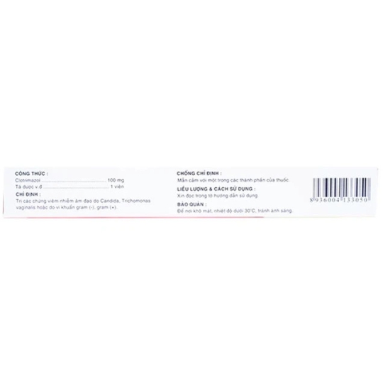 Viên đặt phụ khoa Metrima 100 Dược 3-2 điều trị nấm candida âm đạo (6 viên)
