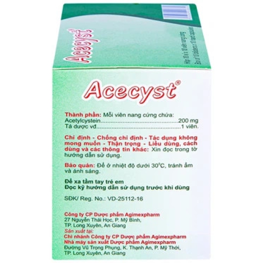 Thuốc Acecyst 200mg Agimexpharm hỗ trợ long đờm, thông đường hô hấp (10 vỉ x 8 viên)