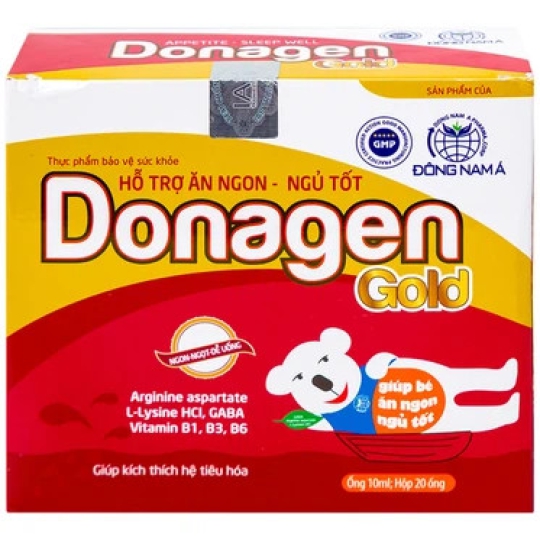Siro Donagen Gold Đông Nam Á giúp bé ăn ngon, ngủ tốt, kích thích hệ tiêu hóa (20 ống x 10ml)