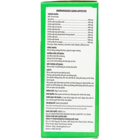 Siro MorningKids Good Appetite hỗ trợ tăng cường tiêu hóa, giúp ăn ngon miệng (125ml)