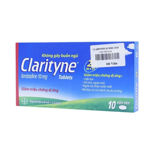 Thuốc Clarityne 10mg MSD hỗ trợ giảm triệu chứng dị ứng (1 lọ x 70 viên)