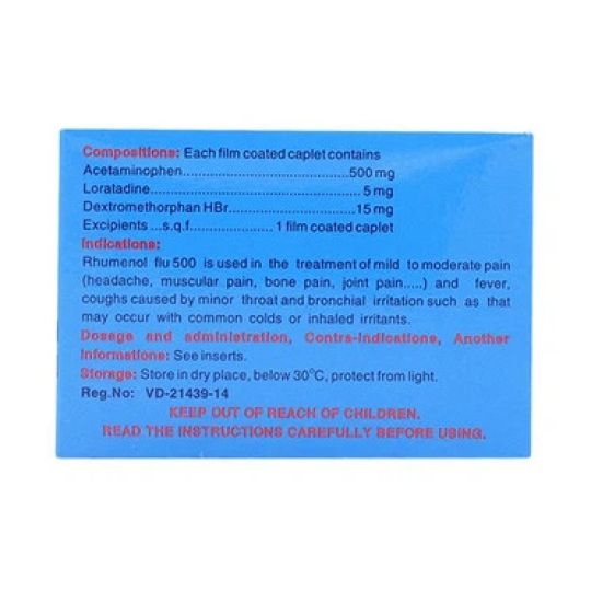 Thuốc Rhumenol Flu 500 Medipharco điều trị các chứng đau và sốt (25 vỉ x 4 viên)