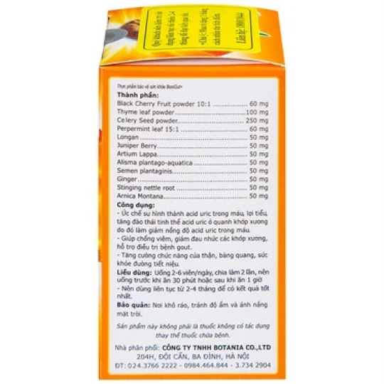 Viên uống BoniGut Botania hỗ trợ điều trị bệnh gout (60 viên)