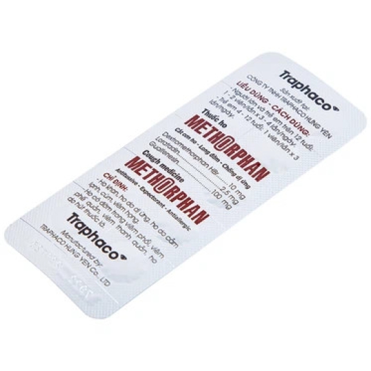 Thuốc ho Methorphan Traphaco hỗ trợ điều trị ho khan, ho có đờm (2 vỉ x 10 viên)