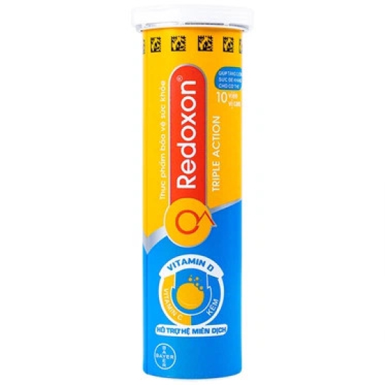 Viên sủi Redoxon Triple Action Bayer bổ sung vitamin C, D và kẽm giúp nâng cao sức đề kháng (10 viên)