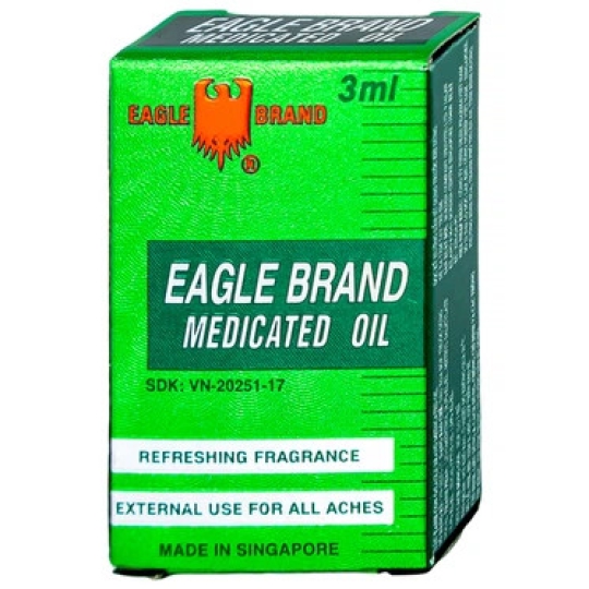 Dầu xanh Con Ó Eagle Brand Medicated Oil Borden giảm đau cho nhiều loại triệu chứng đau (1 chai x 3ml)