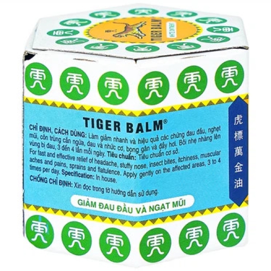 Dầu cù là Tiger Balm White Haw Par giảm đau đầu, nghẹt mũi, côn trùng cắn (19,4g)