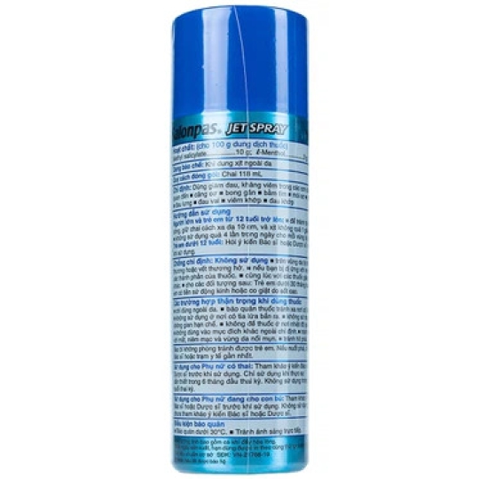 Chai xịt Salonpas Jet Spray Hisamitsu giảm đau kháng viêm (118ml)