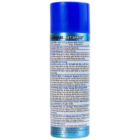 Chai xịt Salonpas Jet Spray Hisamitsu giảm đau kháng viêm (118ml)