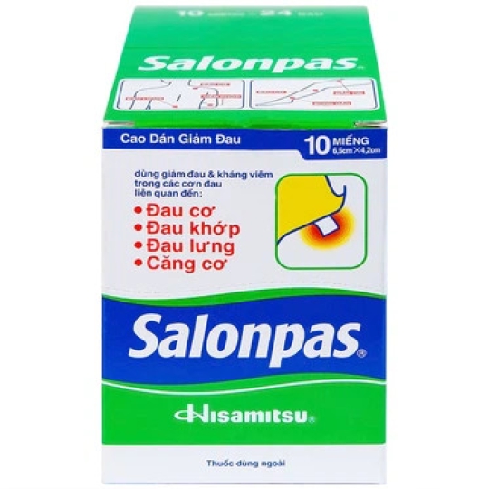 Miếng dán Salonpas Hisamitsu giảm đau cơ, xương khớp (Hộp lớn 10 miếng x 24 bao)