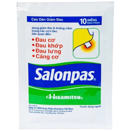Miếng dán Salonpas Hisamitsu giảm đau cơ, xương khớp (Hộp lớn 10 miếng x 24 bao)