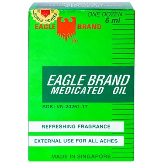 Dầu gió xanh con ó Eagle Brand Midicated Oil giảm nhức đầu, cảm cúm, đau lưng (6ml)
